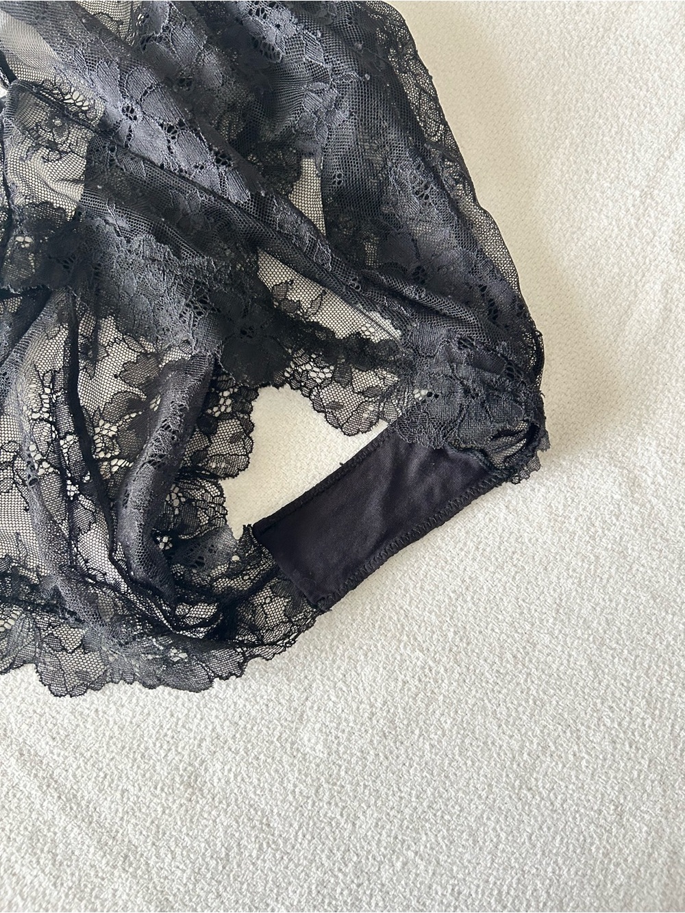 SKIMS Ultra Fine Lace Teddy in Onyx - Picture 6 of 6